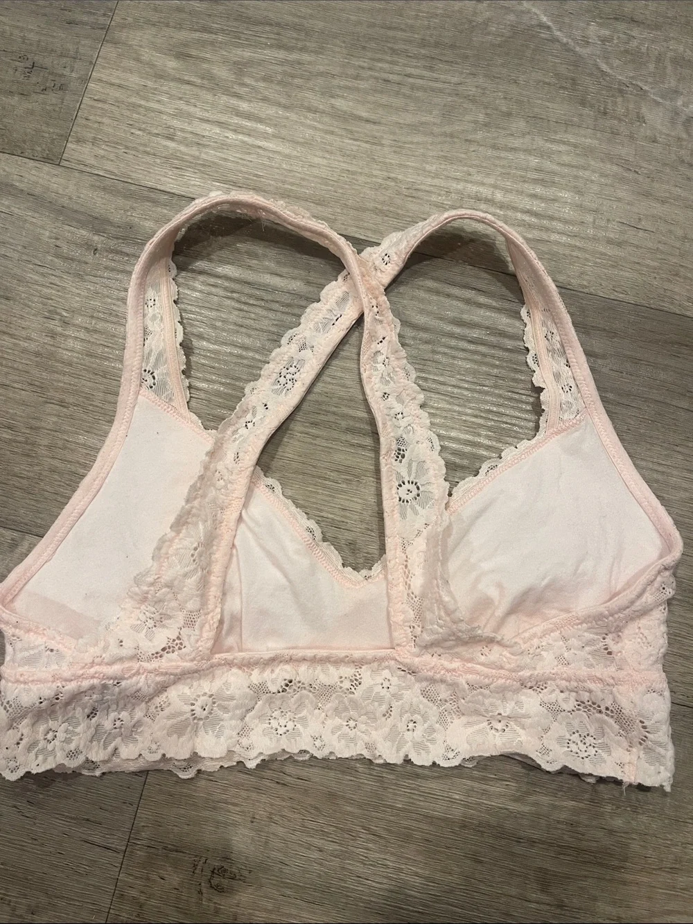 aerie Light Pink Lace Cross-Back Bralette
